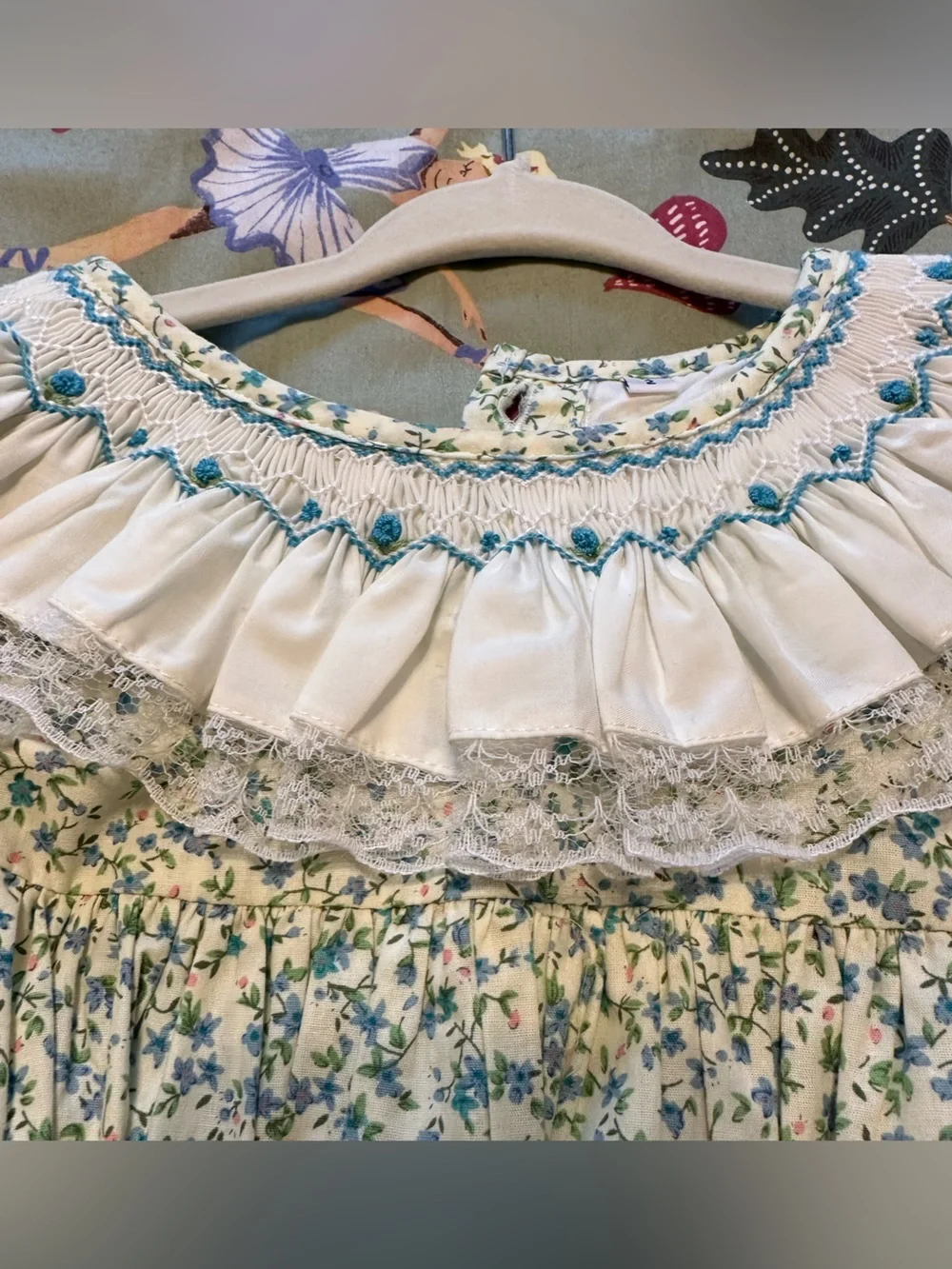 Girls 2T floral smocked & lace bubble - Cecil & Lou